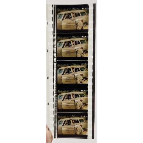 195 - James Bond - a 35mm film cell strip, with five frames from Goldfinger (1964), by repute given to the... 