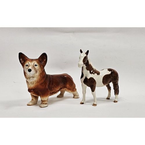 2 - Beswick pottery Pinto pony in skewbald colourway, printed black marks, 17cm long and a vintage Engli... 