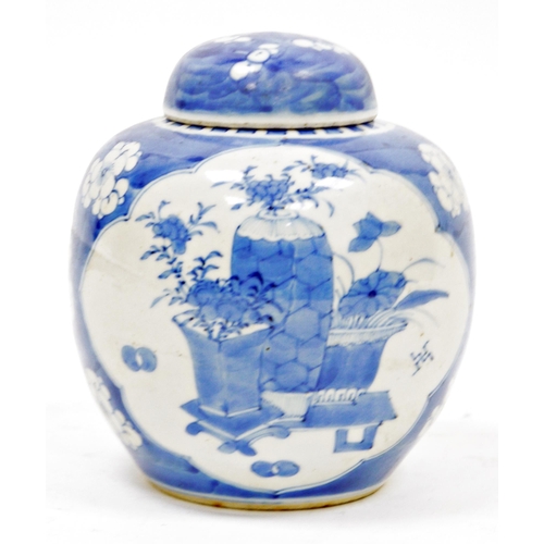 260 - Chinese porcelain ginger jar and cover, 19th century, underglaze blue four-character mark, painted w... 