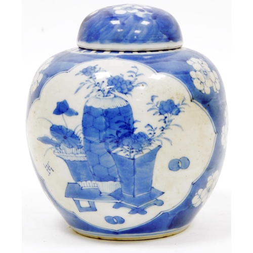 260 - Chinese porcelain ginger jar and cover, 19th century, underglaze blue four-character mark, painted w... 