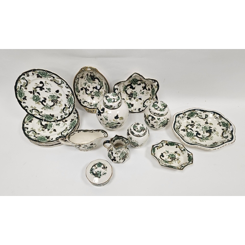 28 - Masons patent ironstone Chartreuse pattern part dinner service and associated tablewares, printed gr... 