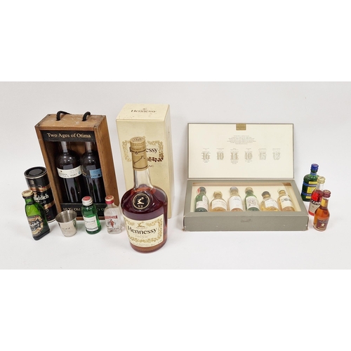 284 - Boxed bottle of Hennessy VS Cognac, a presentation box of 2 x 25cl Warre's Optima port, six miniatur... 