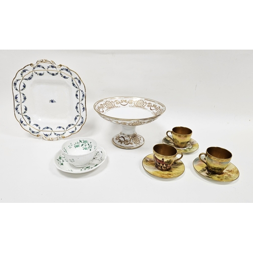 29 - Limoges D&C footed tazza, gilt with neo-classical swag border, three Royal Doulton bone china cabine... 