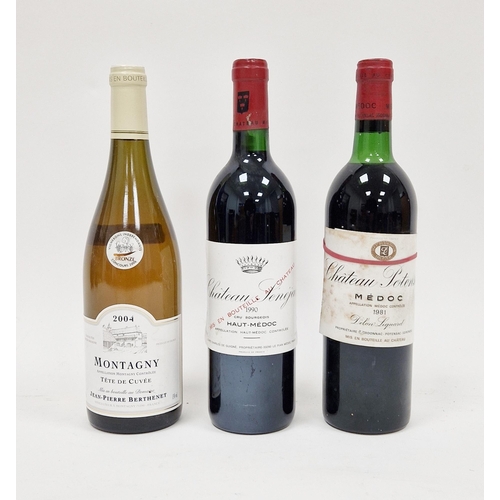 322 - Bottle of Jean-Pierre Berthenet Montagny tete de cuvee 2004, Chateau Senejac haut-medoc 1990 and Cha... 