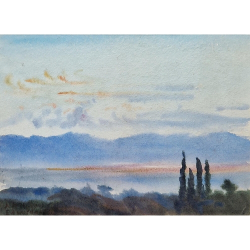 343 - May de Montravel Edwardes (1887-1967)
 Watercolour on paper
 Landscape at dusk on the Riviera, signe... 