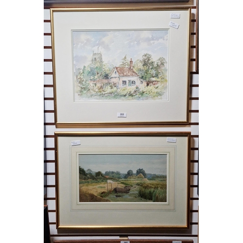 353 - Walter Scott Boyd (1834-1901)
 Watercolour
 Village scene, signed lower left, framed and glazed, ima... 