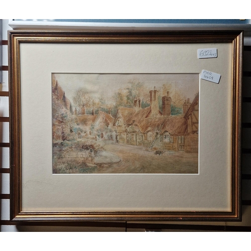 353 - Walter Scott Boyd (1834-1901)
 Watercolour
 Village scene, signed lower left, framed and glazed, ima... 