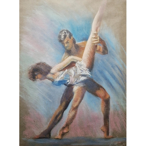 354 - Derrick Russell (20th century)
 Pastel
 Study of ballet dancers, signed lower right, framed and glaz... 