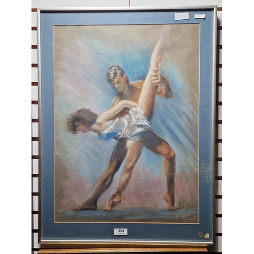 354 - Derrick Russell (20th century)
 Pastel
 Study of ballet dancers, signed lower right, framed and glaz... 