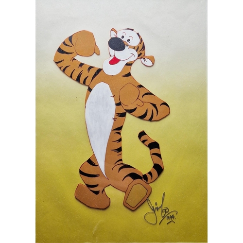 362 - Tigger from Winnie the Pooh animation cel, signed 'Jimbo' and dated 1994, framed and glazed, image s... 