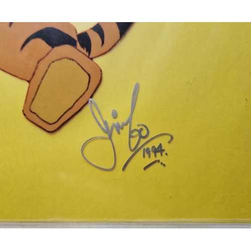 362 - Tigger from Winnie the Pooh animation cel, signed 'Jimbo' and dated 1994, framed and glazed, image s... 