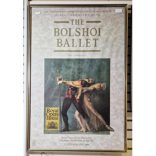 366 - Three theatre posters to include The Bolshoi Ballet at the Royal Opera House 1986, The Mikado at the... 