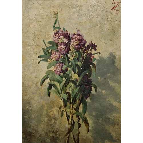 375 - Lengo? (19th century)
 Oil on panel
 Still life, bunch of flowers, signed and dated '75, Paris top r... 