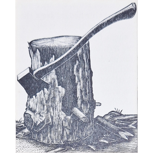 395 - After Claire Leighton (1898-1989)
 Print
 Study of a woodcutter's axe and log, unsigned, unframed, i... 