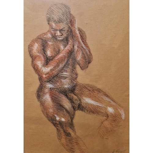 397 - Derrick Russell (20th century)
 Pastel on paper
 Three figure studies of nude males, all signed lowe... 