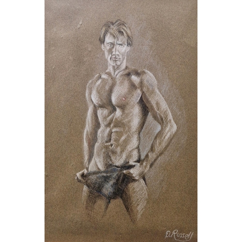 397 - Derrick Russell (20th century)
 Pastel on paper
 Three figure studies of nude males, all signed lowe... 