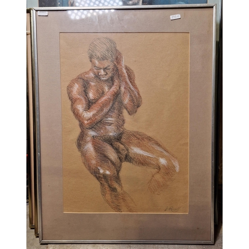 397 - Derrick Russell (20th century)
 Pastel on paper
 Three figure studies of nude males, all signed lowe... 