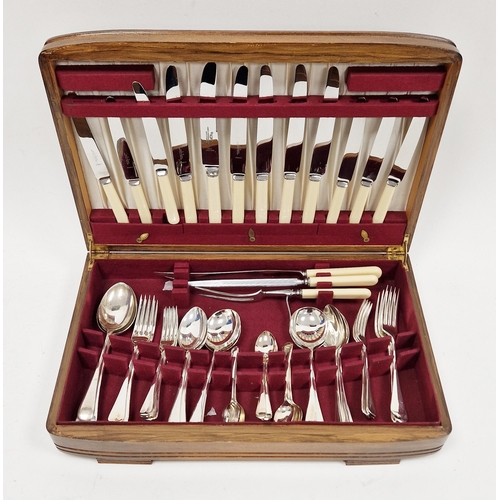 409 - Oak cased canteen of EP flatware for six, including knives, forks, spoons and carving set