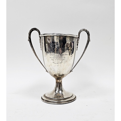 438 - Edwardian silver two-handled trophy, Chester, early 20th century (marks rubbed), of goblet form with... 