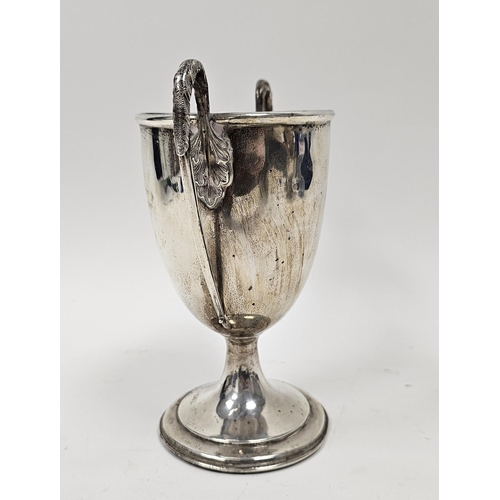 438 - Edwardian silver two-handled trophy, Chester, early 20th century (marks rubbed), of goblet form with... 