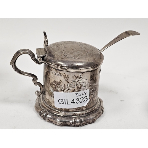 447 - George III silver cream jug, marks rubbed, of shaped oval form engraved with a band of flowers, on f... 