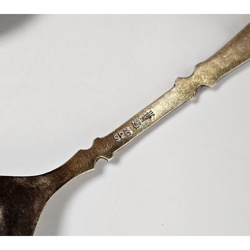 449 - George III silver marrow scoop by Richard Crossley, London 1794, a Queens pattern silver sauce ladle... 