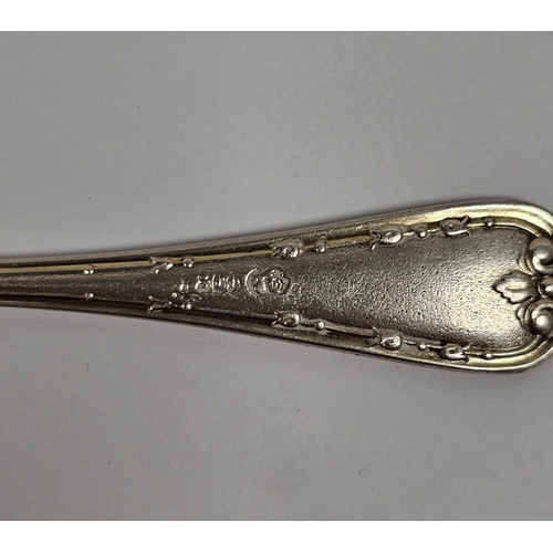 449 - George III silver marrow scoop by Richard Crossley, London 1794, a Queens pattern silver sauce ladle... 