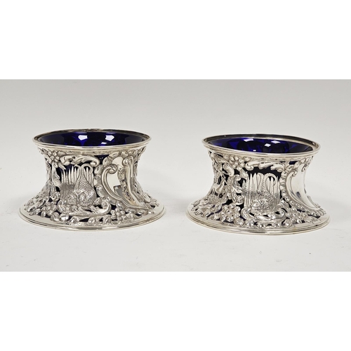 450 - Pair late Victorian/Edwardian graduated 'Irish' silver dish rings, each of typical waisted openwork ... 