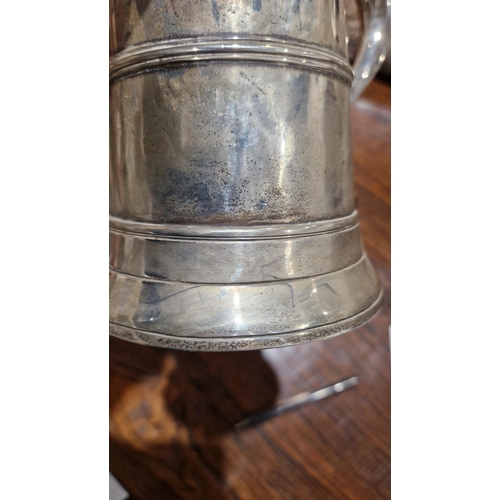 453 - George III silver tankard by Peter & Anne Bateman, London 1797, of cylindrical form with moulded gir... 