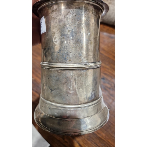 453 - George III silver tankard by Peter & Anne Bateman, London 1797, of cylindrical form with moulded gir... 