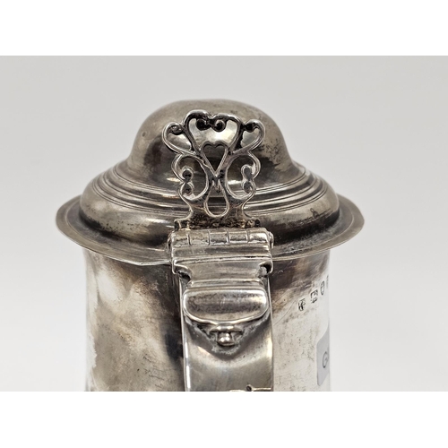 453 - George III silver tankard by Peter & Anne Bateman, London 1797, of cylindrical form with moulded gir... 