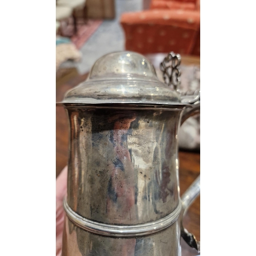 453 - George III silver tankard by Peter & Anne Bateman, London 1797, of cylindrical form with moulded gir... 