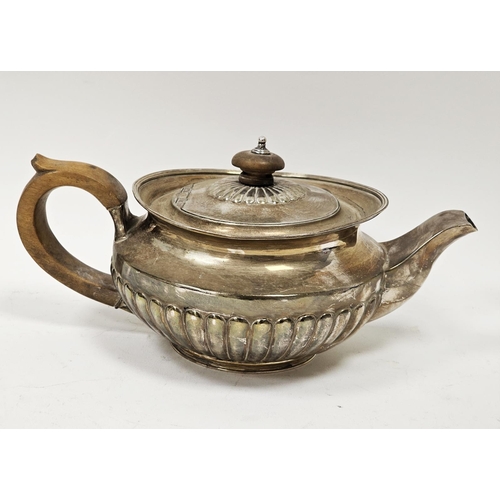 456 - George III silver teapot, possibly by Henry Nutting, London 1811, of half fluted circular form, tota... 