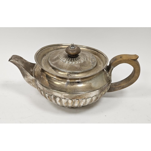 456 - George III silver teapot, possibly by Henry Nutting, London 1811, of half fluted circular form, tota... 