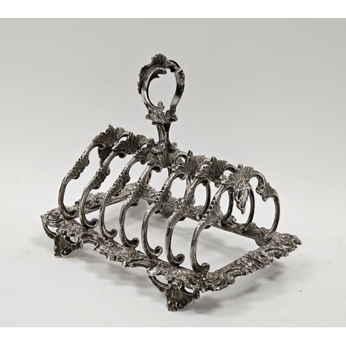 465 - Victorian Irish silver six-division toast rack/letter rack, probably by Robert W Smith, Dublin (no o... 