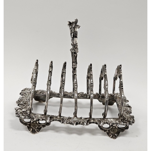 465 - Victorian Irish silver six-division toast rack/letter rack, probably by Robert W Smith, Dublin (no o... 