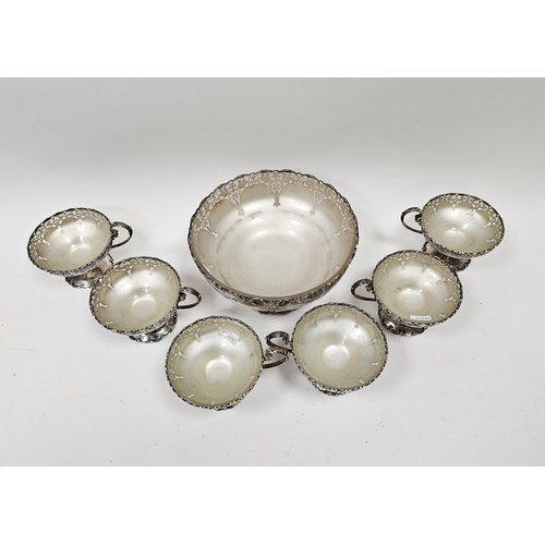 469 - Silver dessert set by Mappin & Webb Limited, Sheffield 1948, comprising a pedestal fruit bowl of cir... 