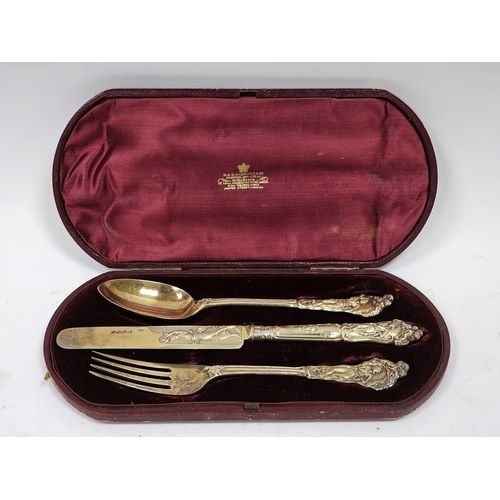 477 - Victorian silver gilt christening set of royal interest, by Chawner & Co, London 1856/57, comprising... 