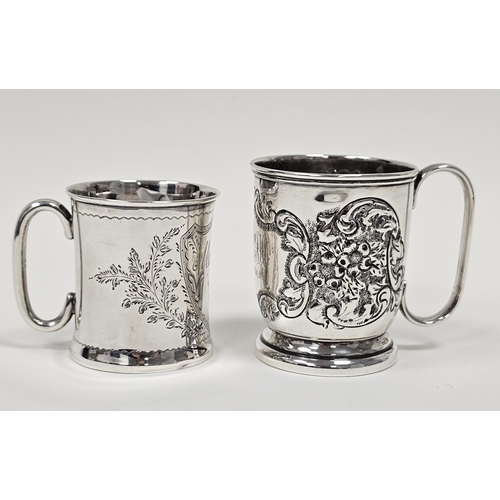 492 - Edwardian silver christening mug by John Rose, Birmingham 1900, of cylindral form with engraved shie... 