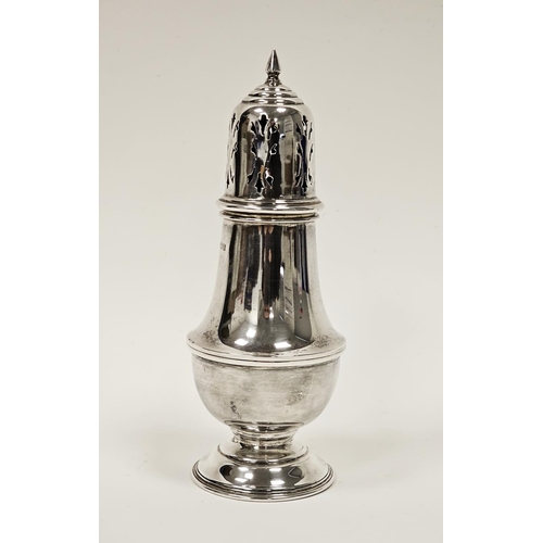 493 - Silver sugar caster by Charles S Green & Co Ltd, Birmingham 1969, of normal baluster form with pierc... 