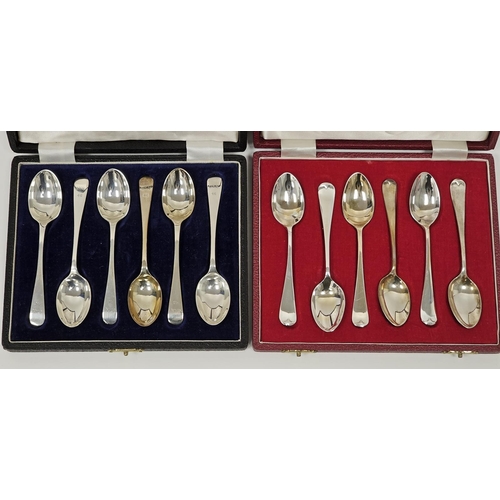 498 - Two cased sets of silver teaspoons, one set by C J Vander Ltd, Sheffield 1964, each with a different... 