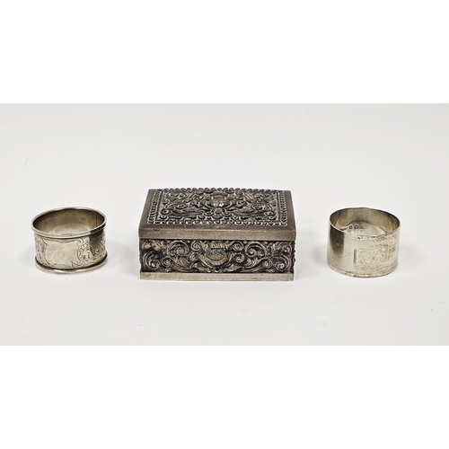 502 - George VI silver engine-turned napkin ring, Birmingham 1944 by James Gloucester Ltd and another silv... 