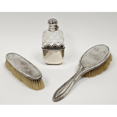 505 - Victorian silver-mounted hip flask by James Dixon & Sons Ltd, Sheffield 1897, the glass body with cu... 