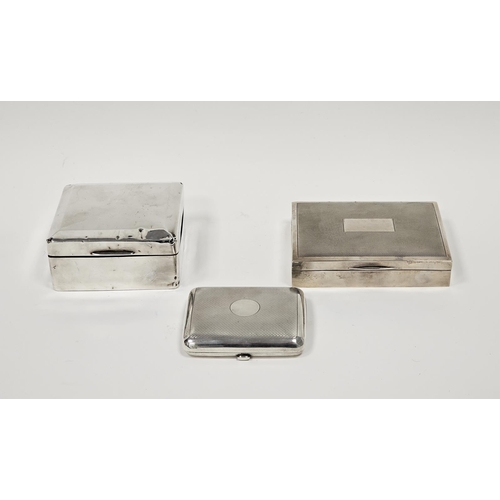 506 - Silver cigarette case by Sampson Mordan & Co, London 1913, of curved rectangular form with engine-tu... 