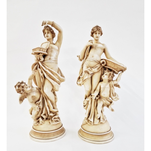 51 - Pair of late 19th century continental porcelain figure groups, impressed 297 painted numerals, model... 