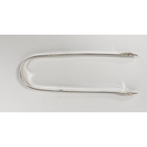 536 - Pair of George III silver bright cut sugar tongs by Thomas Oliphant, 1ozt approx.