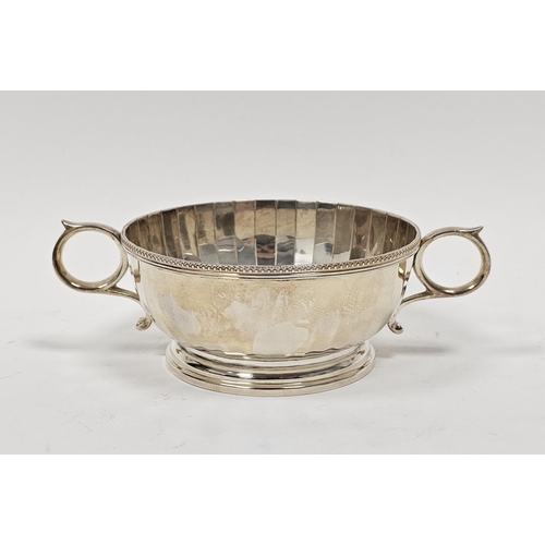 547 - George V silver twin-handled sugar bowl, the reeded rim with panelled bowl, Birmingham 1930 by Adie ... 