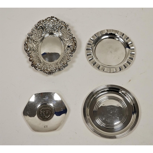 601 - Four various silver dishes, including a QEII commemorative silver jubilee circular silver dish and a... 