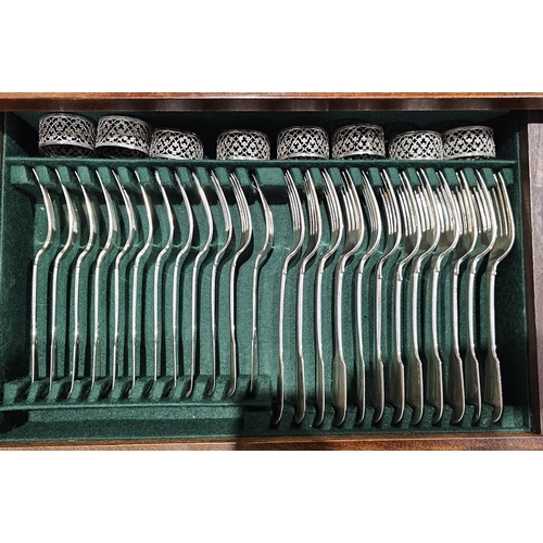 626 - A large matched set of Victorian silver flatware for twelve, including table knives, forks, spoons a... 