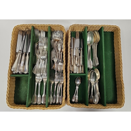 628 - Composite silver fiddle and thread pattern flatware service, mixed dates and makers, comprising five... 